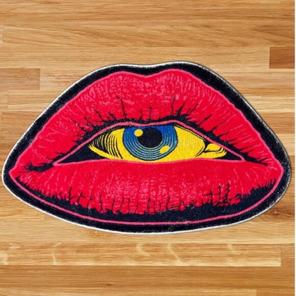Red Lip Devil Eye Shape Plush Rugs Lovely Bedroom Comfortable Home Decoration - Picture 1 of 4